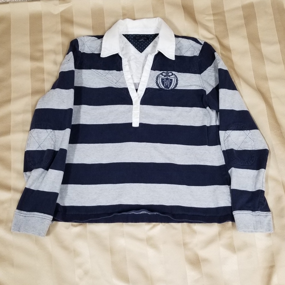 Tommy Hilfiger Blue & Gray Striped Shirt - Size XL